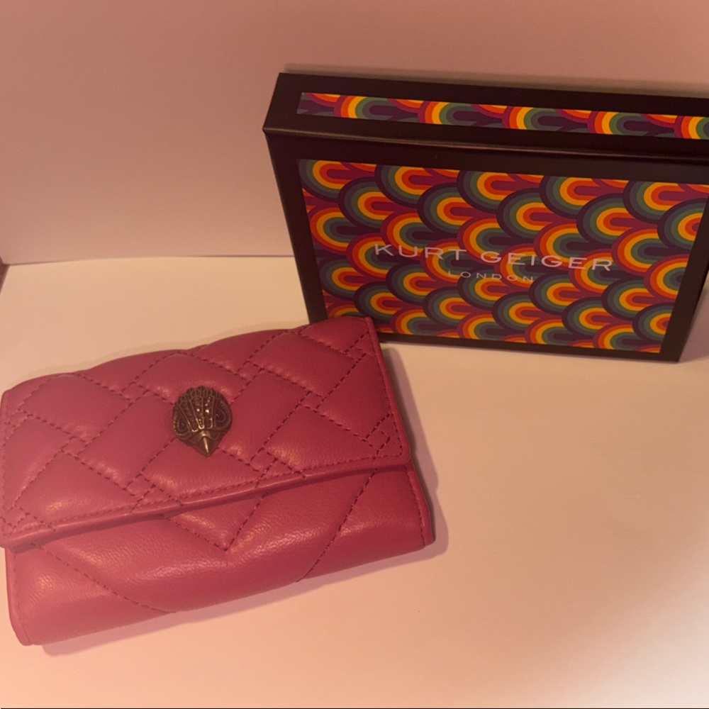 Pink Quilted Wallet with Button Clasp
